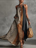 2026 New Leopard Print Contrasting Splicing Hanging Neck Sleeveless Slit Long Skirt