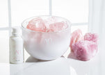 Rose Quartz Crystal Fragrance Bowl with Nurturing Love & Sandalwood Scent by Aromabotanical