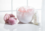 Rose Quartz Crystal Fragrance Bowl with Nurturing Love & Sandalwood Scent by Aromabotanical