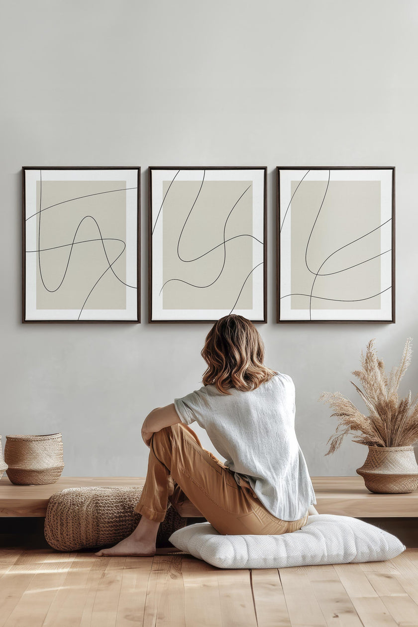 ELEGANT CURVES TRIO (3 Oeuvres sur toile étirée)