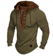 Spring And fall Pure Color Tied Hoodie Street fashion Bronzing Lacing Sweatshirt