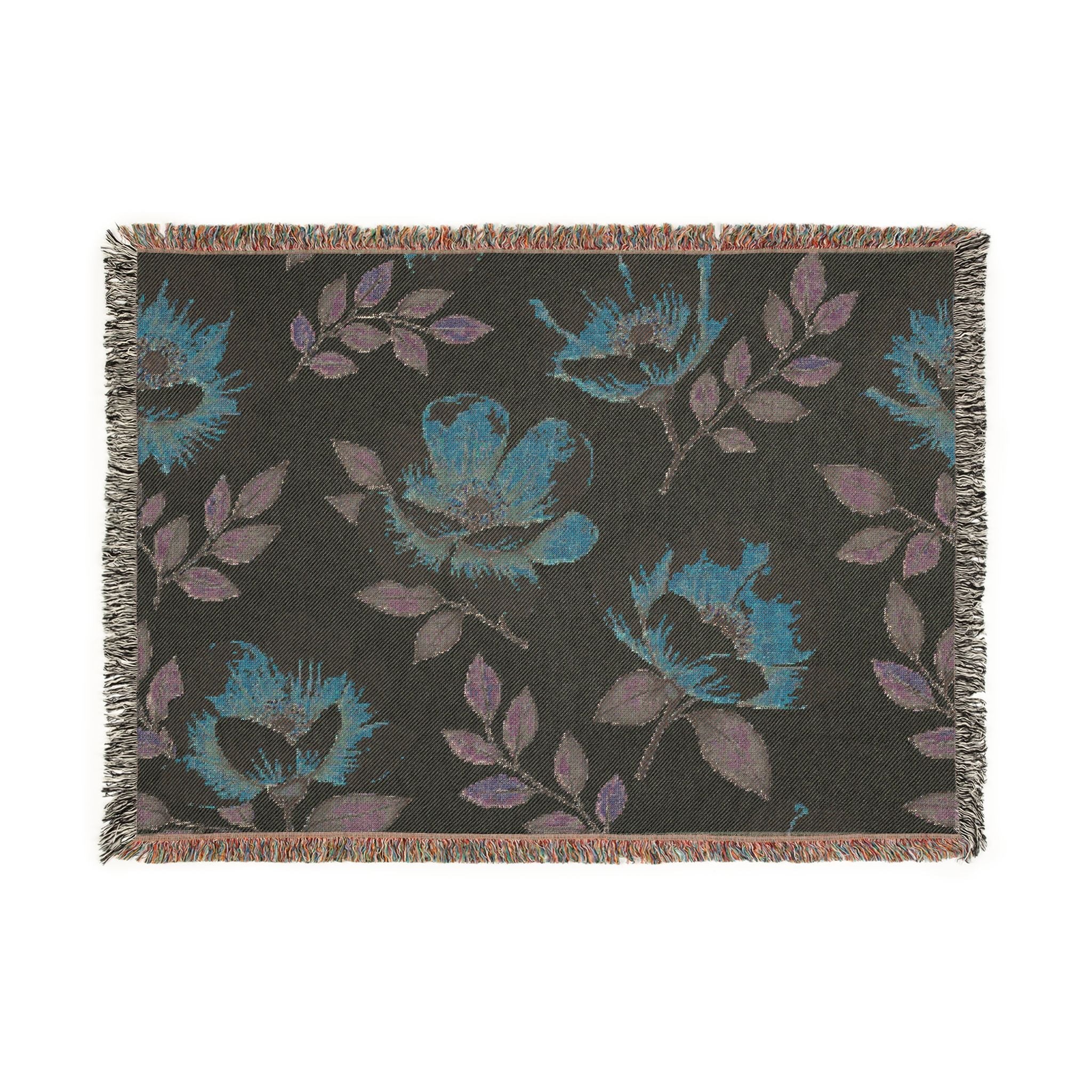 Floral Woven Blanket — Vintage Botanical Throw Blanket