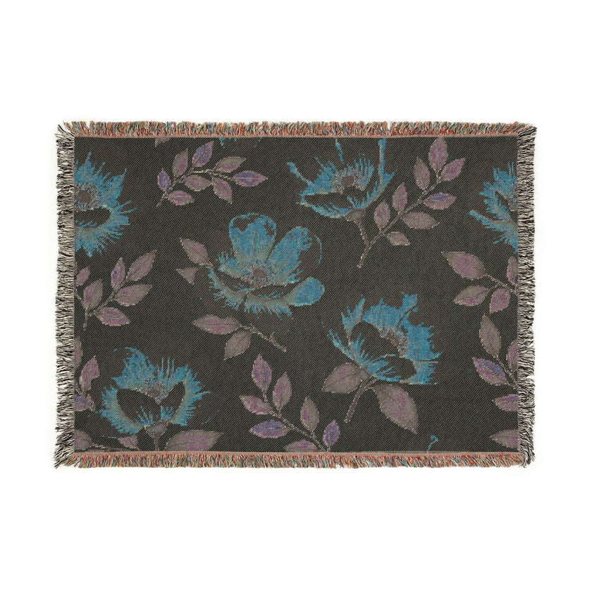 Floral Woven Blanket — Vintage Botanical Throw Blanket