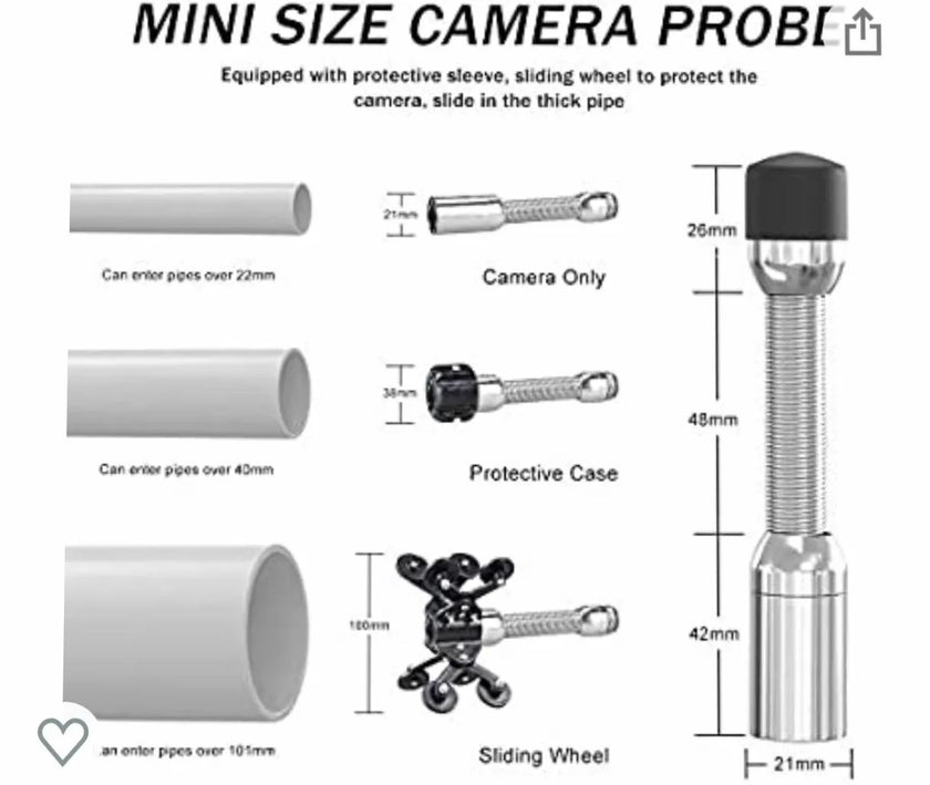 VEVOR Sewer Camera 165 ft/50 m Self-Leveling Drain Duct Camera with 512Hz Locator