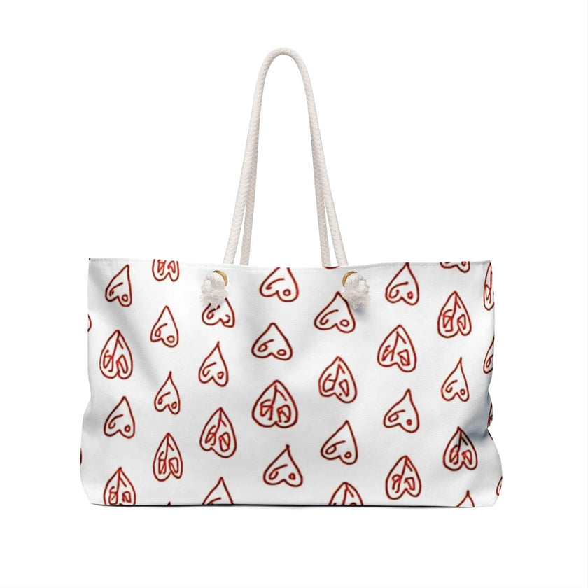 Hand drawn Red Hearts Weekender Bag | Valentine Pattern Tote| Large Tote Bag| Busy mom bag| Gift for mom| Beach Tote Bag