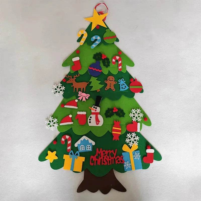 DIY Felt Christmas Tree New Year Toddler Kids Handmade Gift Toys Door Wall Hanging Ornaments Holiday Party Home Decor Set