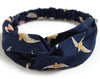 Women Retro Style Knotted Hairband floral Print Cross Headband