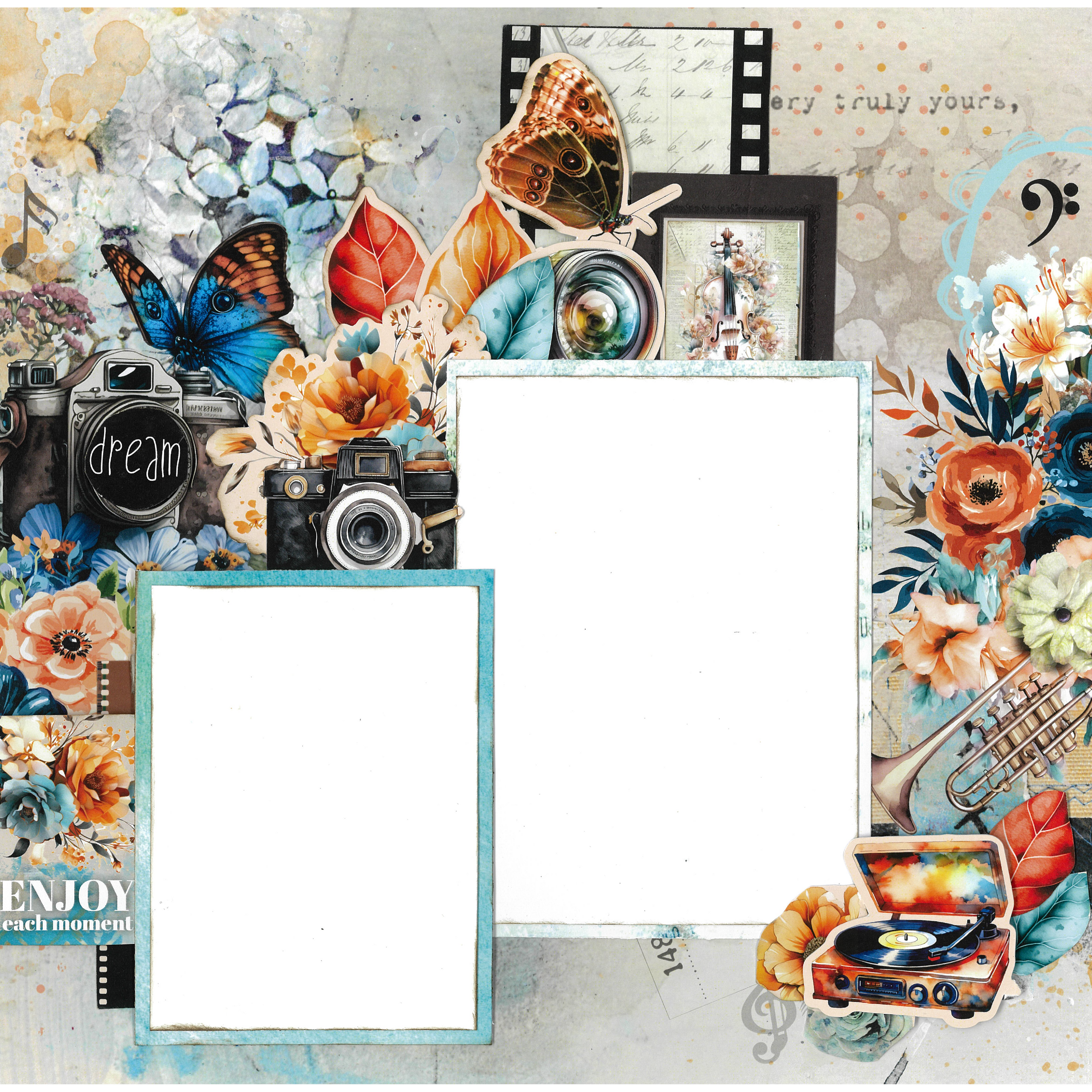 3Quarter Designs Cerulean Score 12x12 Design Paper & Diecuts Set