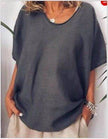 Women's Loose Short Sleeve Linen Blouse Top – Casual Summer T-Shirt