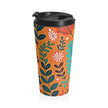Autumn Floral Leaves Travel Mug | Orange Botanical Stainless Steel