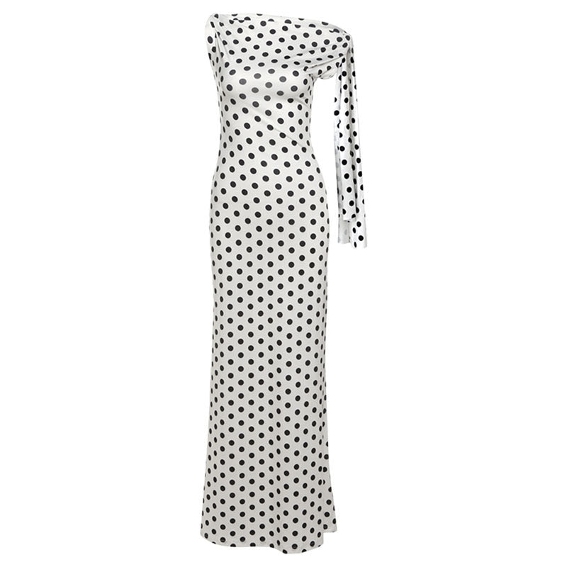 Women's Polka Dot Sheath Dress – High Waist Sleeveless Maxi Dress Canada USA