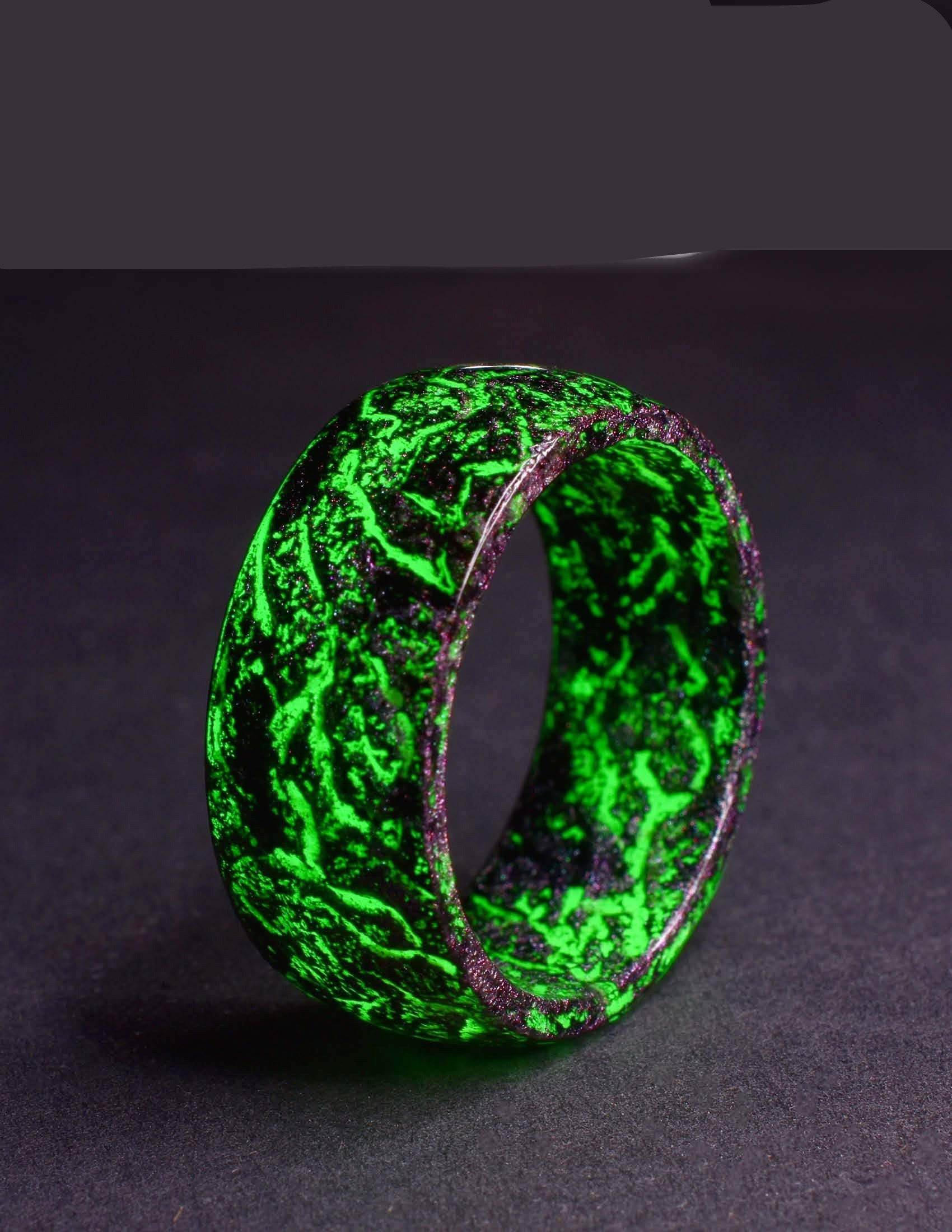 Luminous Glow in the Dark Resin Ring – Geometric Boho Style | Sizes 6–11