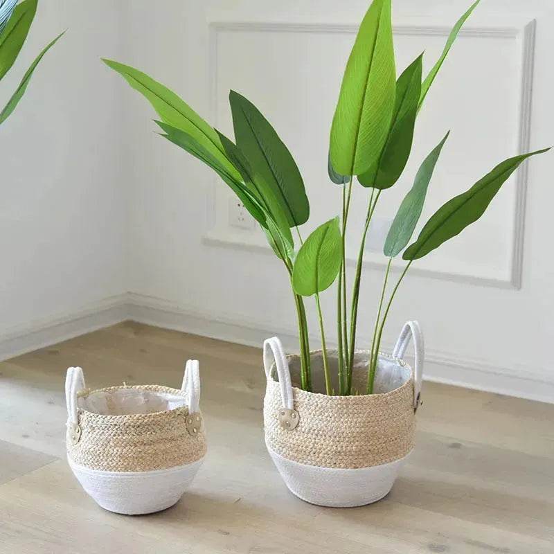 Hand Strawed Flowerpot Basket Fibre Plant Pot