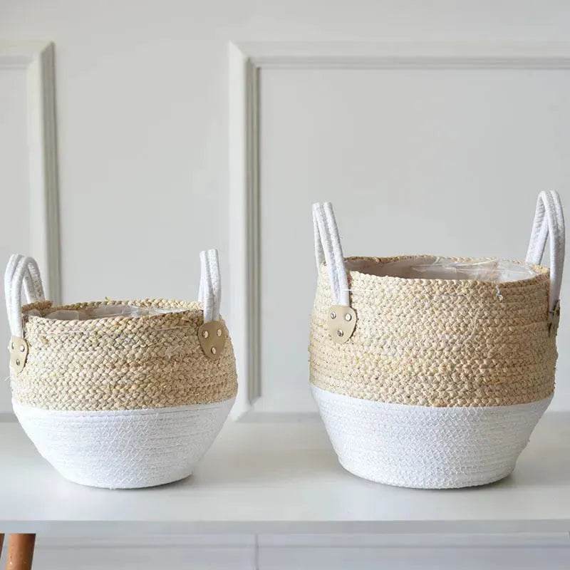 Hand Strawed Flowerpot Basket Fibre Plant Pot
