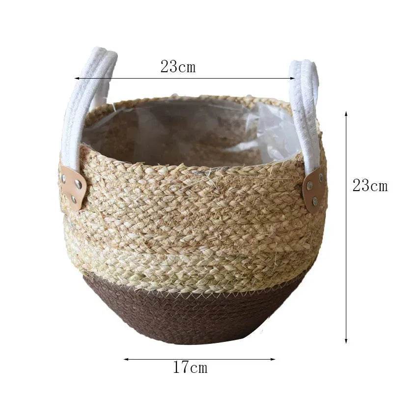 Hand Strawed Flowerpot Basket Fibre Plant Pot