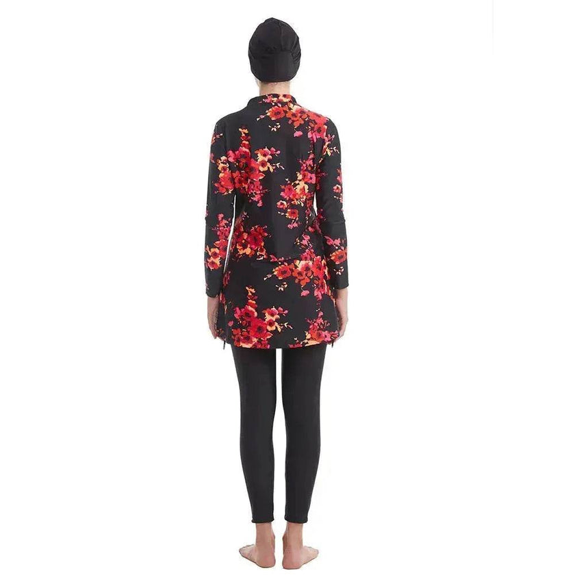 ArabSwimwear Women Modest Patchwork Hijab Long Sleeves Sport Swimsuit Islamic muslimah Burkinis Wear Bathing Suit