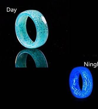 Luminous Glow in the Dark Resin Ring – Geometric Boho Style | Sizes 6–11