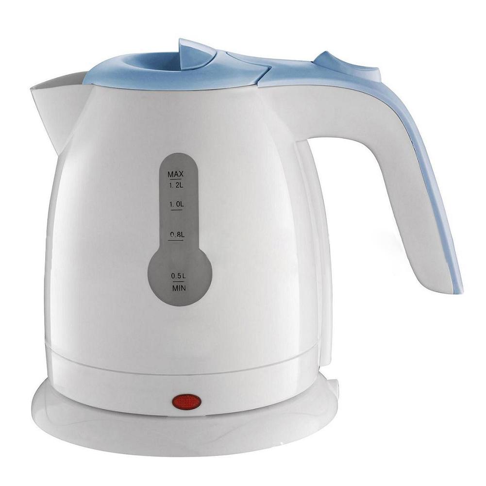 Compact Electric Travel Kettle, 1–2L, 1500W, Auto Shut-Off, 360° Base, White