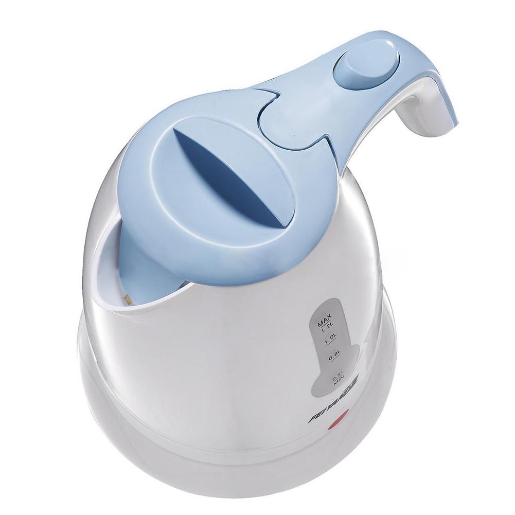 Compact Electric Travel Kettle, 1–2L, 1500W, Auto Shut-Off, 360° Base, White