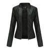 Fashioned European and American Slim fit stand collar Leather jacket for women