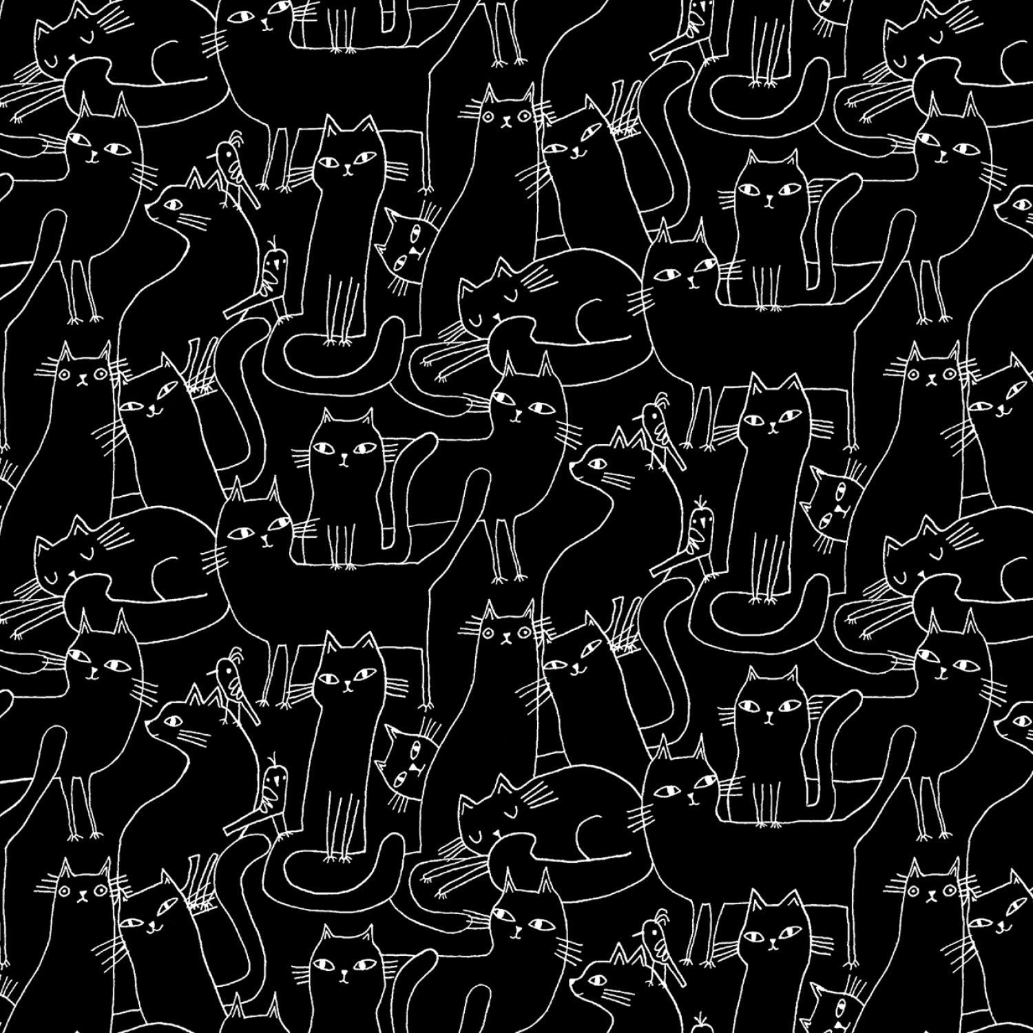 Cosmo Cats - Outline Cats Black/White