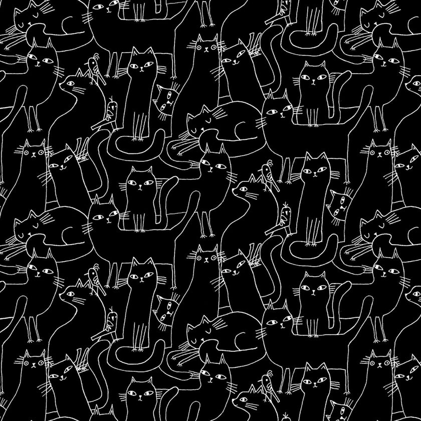 Cosmo Cats - Outline Cats Black/White