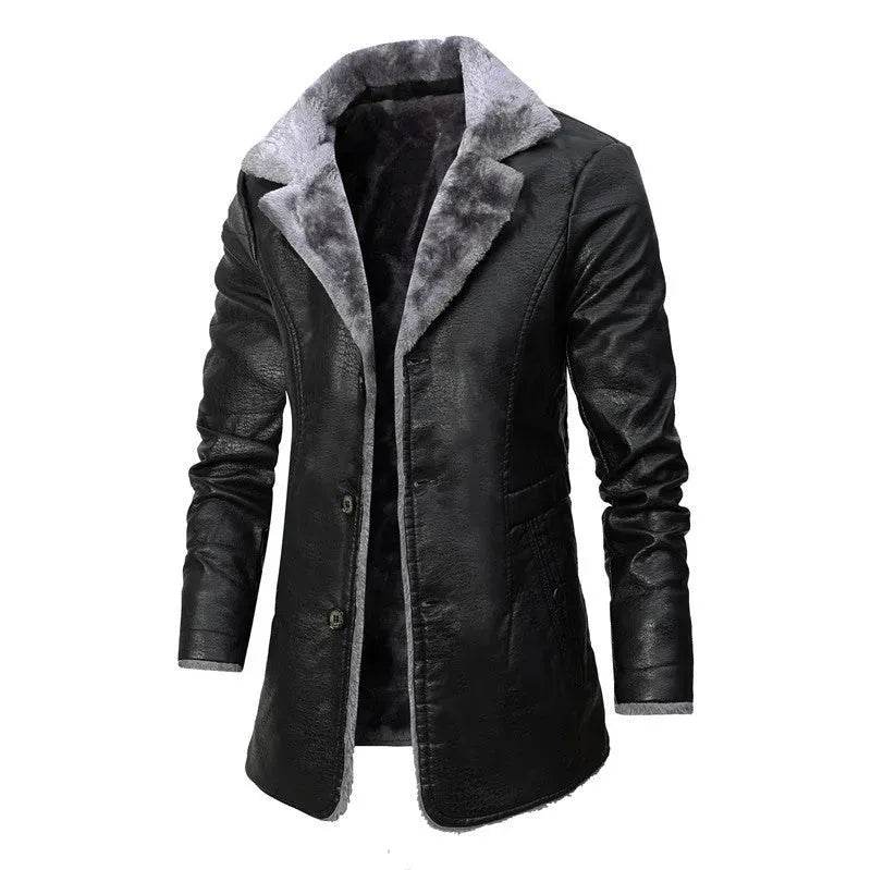 Men’s Plush Fur Suit Jacket with Large Lapel, Winter Warm Luxury Coat