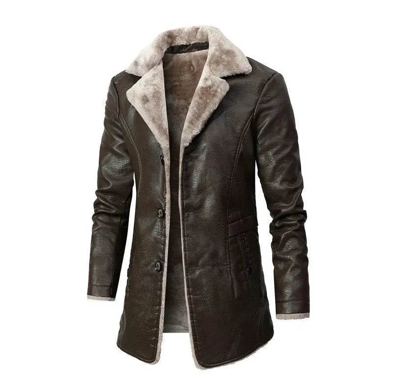 Men’s Plush Fur Suit Jacket with Large Lapel, Winter Warm Luxury Coat
