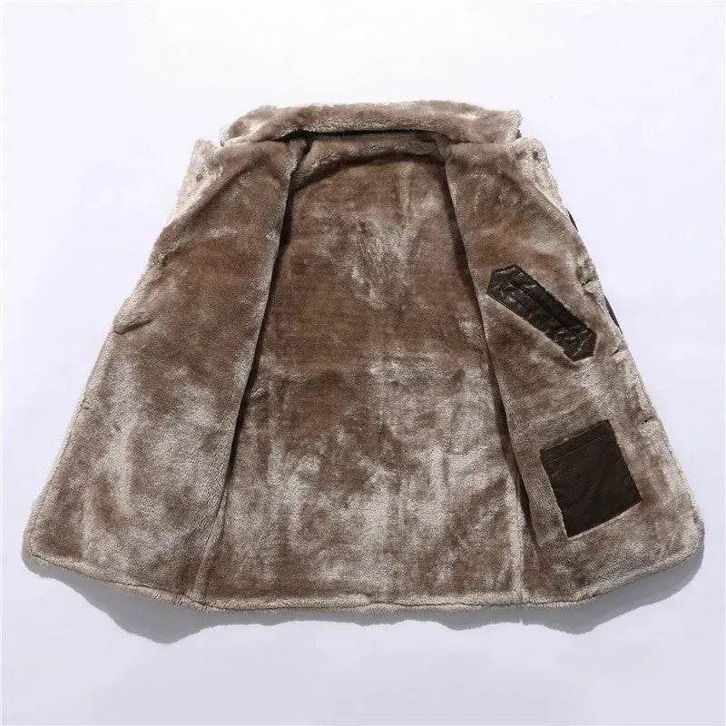 Men’s Plush Fur Suit Jacket with Large Lapel, Winter Warm Luxury Coat