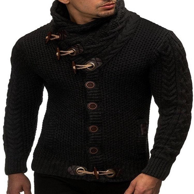 Knitted Jacket With High Collar Buttons Sweater for Men