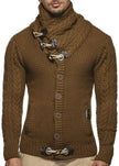 Knitted Jacket With High Collar Buttons Sweater for Men