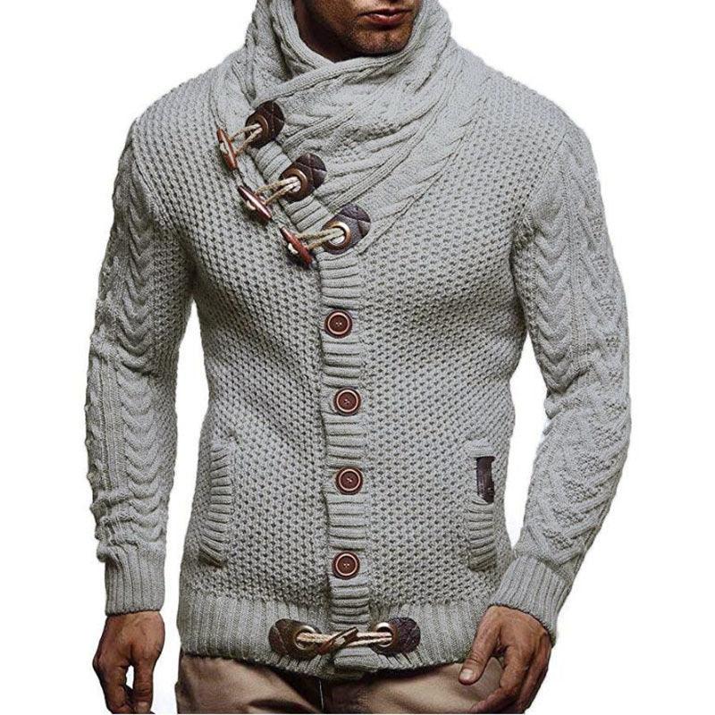 Knitted Jacket With High Collar Buttons Sweater for Men