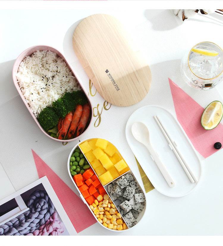 Portable Nordic Style Student Bento Lunch Box with Cutlery
