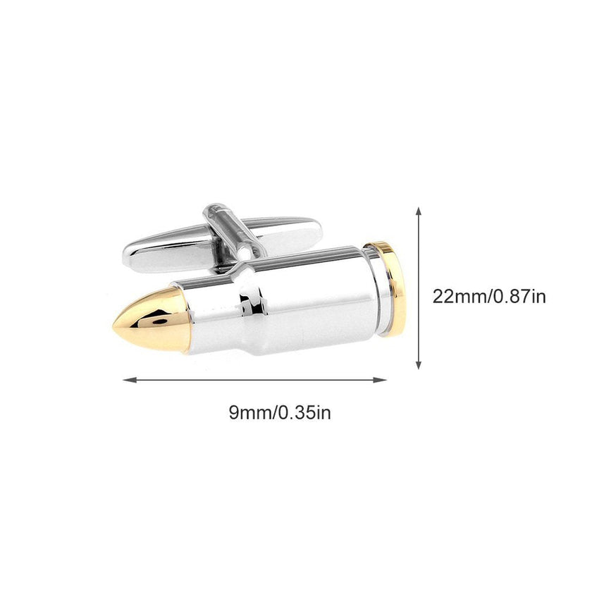Men's Bullet Style Cufflinks – Alloy Silver Formal Shirt Cufflinks | Canada & USA