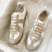 Women's Korean Suede Lace-Up Sneakers – White Leather Heightening Shoes
