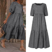 Casual Summer Midi dress puff sleeve flowy mum dress