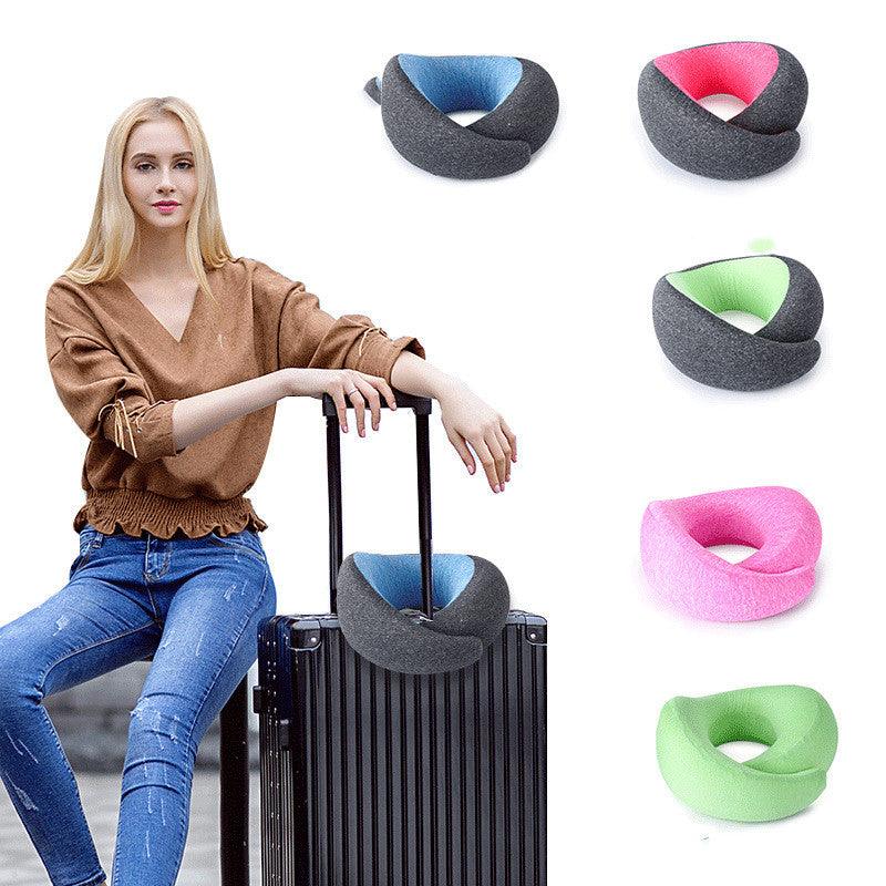 U-Shaped Memory Foam Neck Roll Travel Pillow – Spandex Cover Flight & Car Pillow in 5 Colours