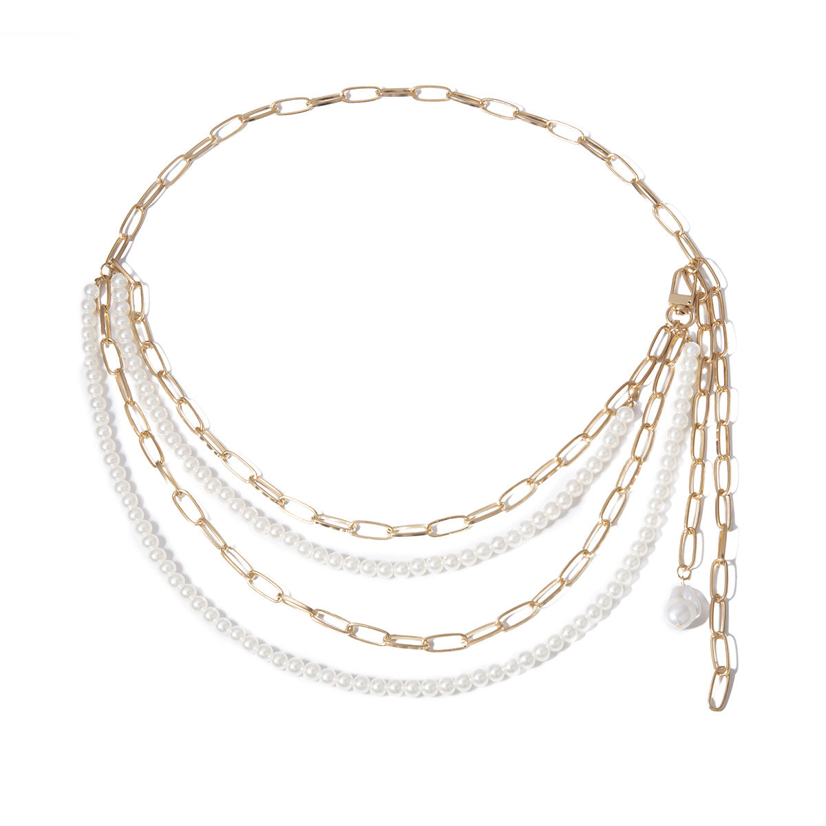 Women's Multilayer Pearl Chain Tassel Waist Chain – Gold Retro Body Jewelry