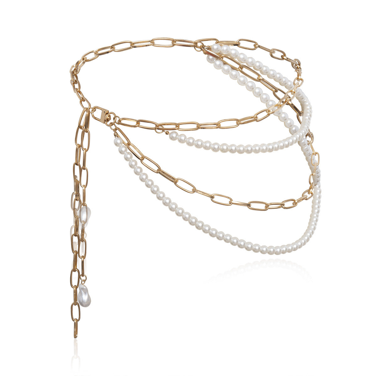 Women's Multilayer Pearl Chain Tassel Waist Chain – Gold Retro Body Jewelry