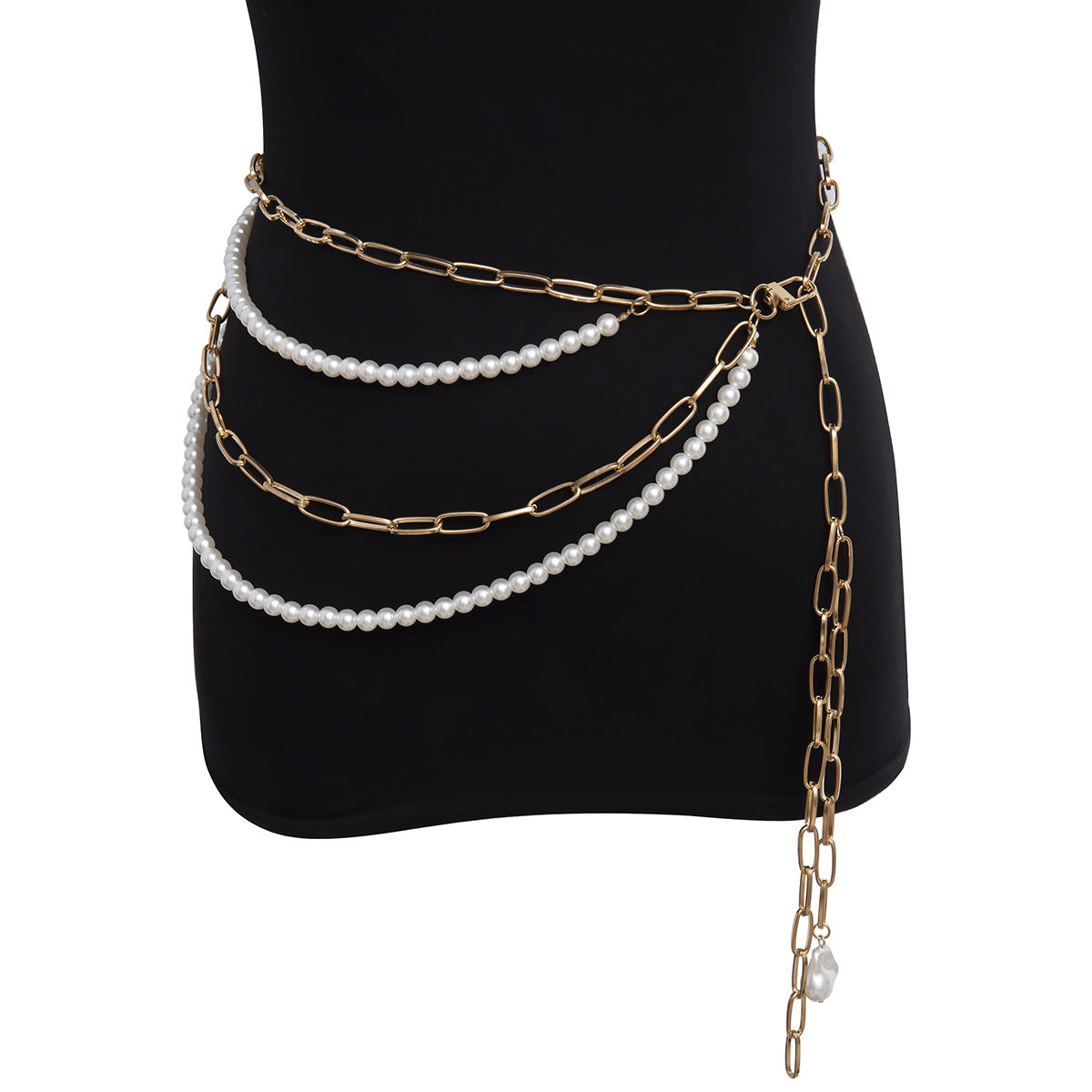 Women's Multilayer Pearl Chain Tassel Waist Chain – Gold Retro Body Jewelry