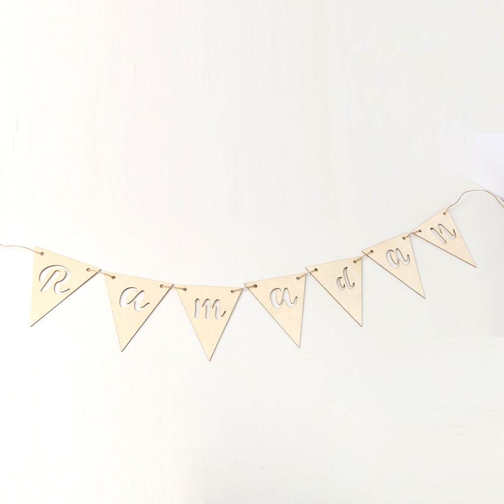 Wooden Crafts Hanging Pendants Eid Mubarak Home Ramadan Decorations