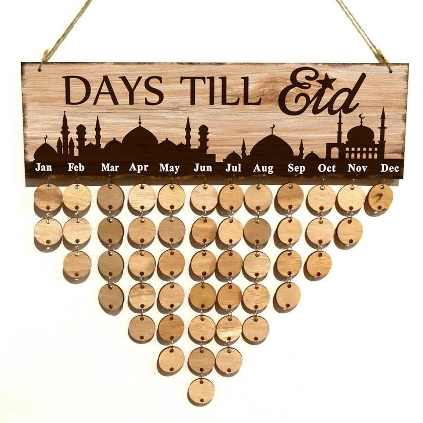 Eid Mubarak Home Decoration Wooden Calendar Listing Ramadan Decor Plaques