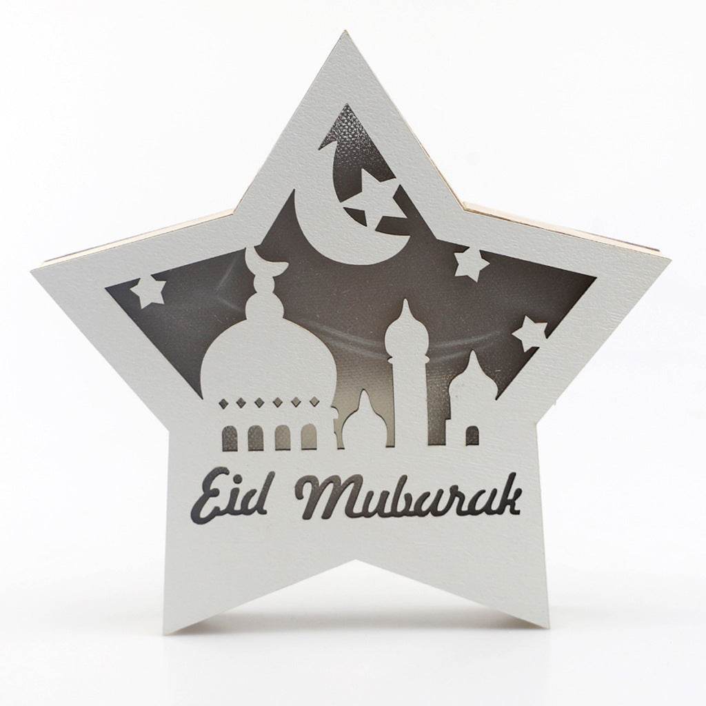 Eid Mubarak Ramadan Gurban Festival Five-pointed Star With LED Lights Decoration
