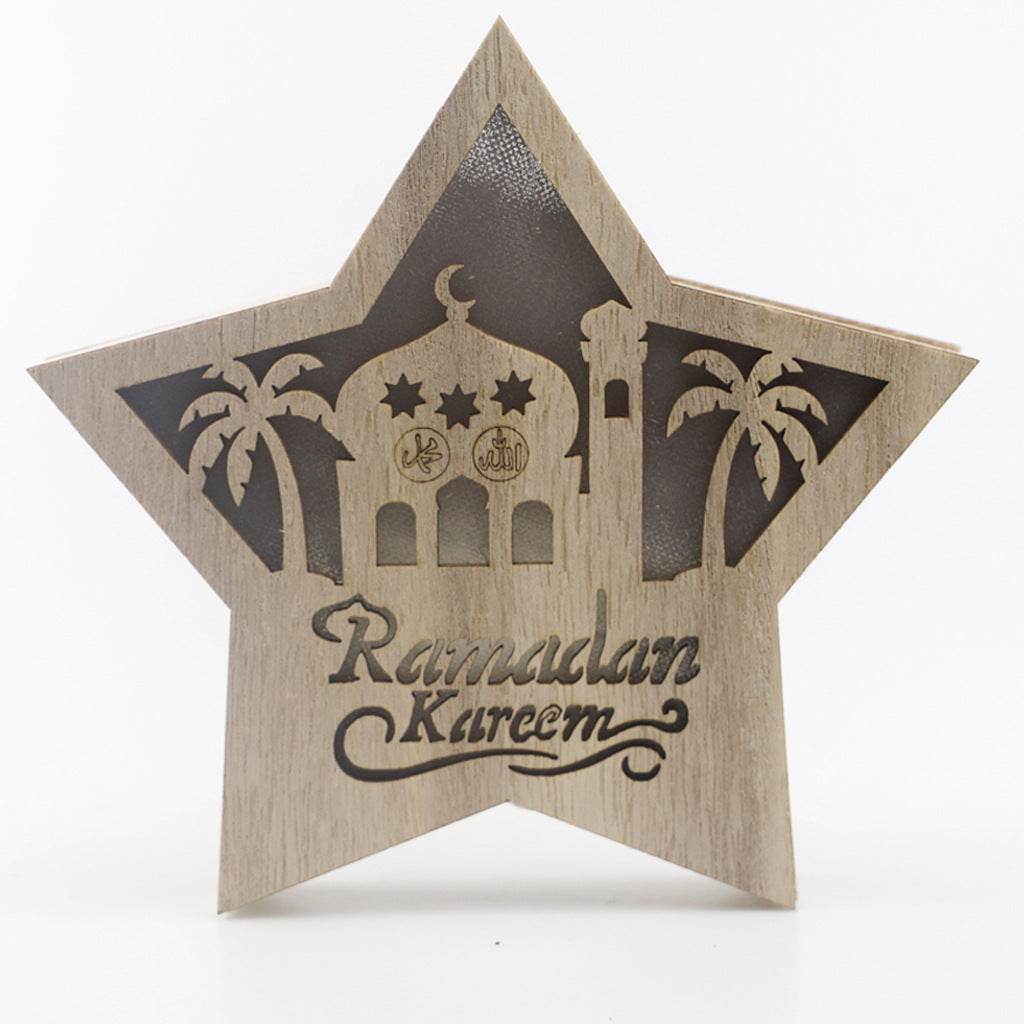 Eid Mubarak Ramadan Gurban Festival Five-pointed Star With LED Lights Decoration