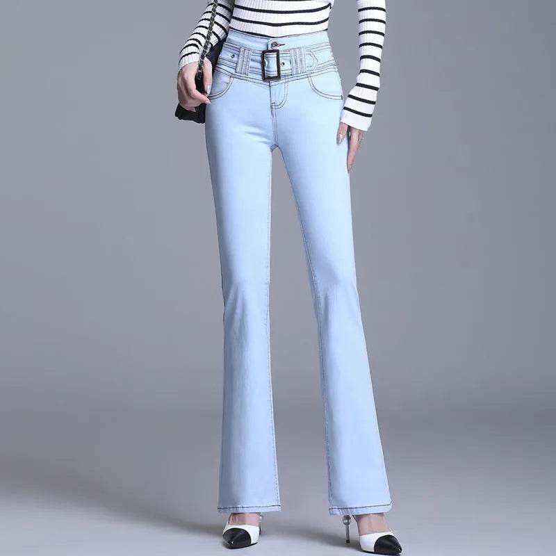 Korean Style Bootcut High-Waisted High Cotton Casual Jeans