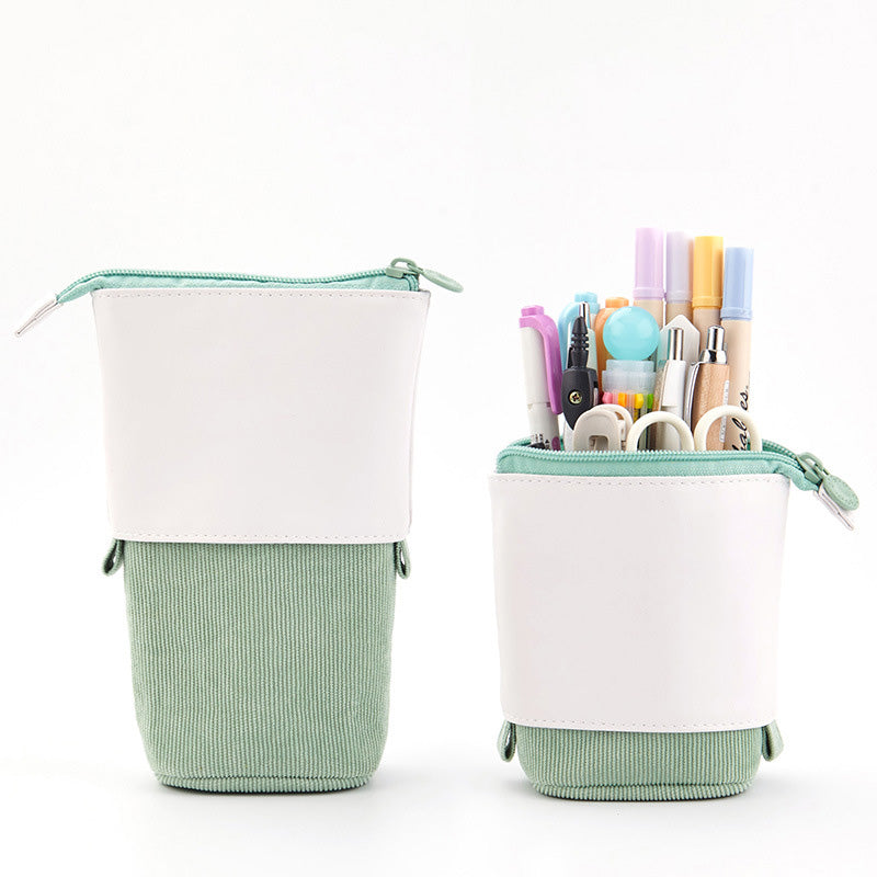 Corduroy Retractable Pencil Case – Cute Round Pouch in 5 Colours (1PC or 2PCS)