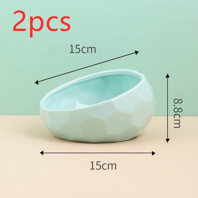 Ceramic Cat Bowl with Angled Mouth – Single & Set Options