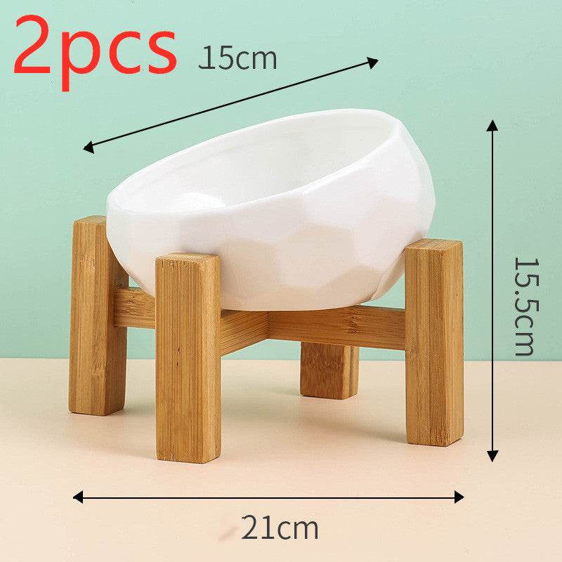 Ceramic Cat Bowl with Angled Mouth – Single & Set Options
