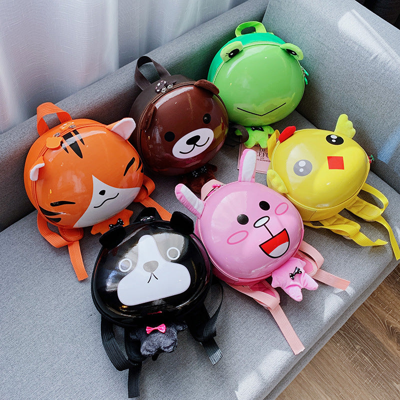 Cartoon Animal 3D Eggshell Kids Backpack – Cute School Bag for Children (Green, Orange, Pink & More)