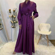 Elegant V-Neck Plain color Dubai Abaya  Turkey Satin Abaya for ArabWomen Middle East dress for Women